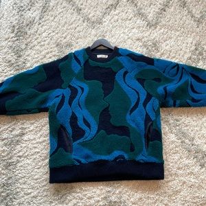 Chloe Oversized Abstract Mirror Faces Wool Multicolor Sweater